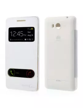 Cover Flip a Portafoglio S-View Huawei Ascend G600 Bianco