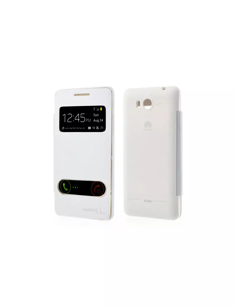 Cover Flip a Portafoglio S-View Huawei Ascend G600 Bianco