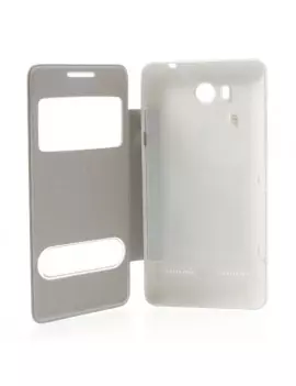 Cover Flip a Portafoglio S-View Huawei Ascend G600 Bianco