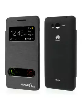 Cover Flip a Portafoglio S-View Huawei Ascend G600 Nero