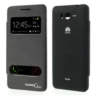 Cover Flip a Portafoglio S-View per Huawei Ascend G600 (Nero)