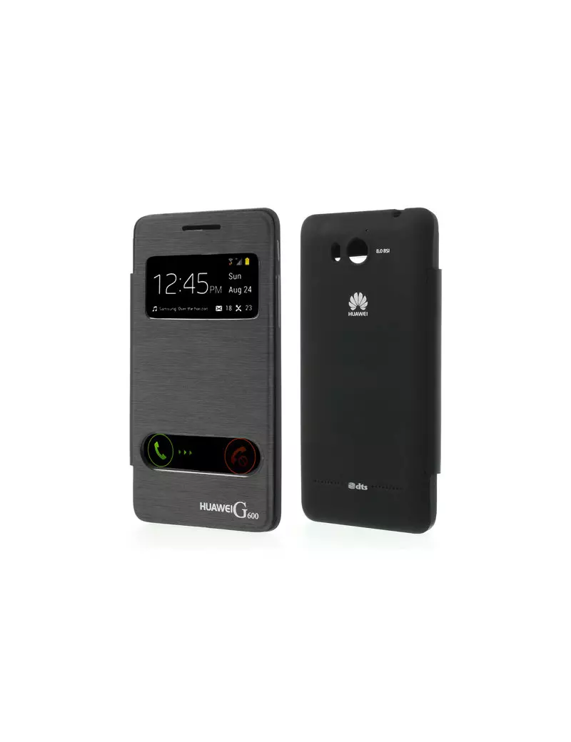 Cover Flip a Portafoglio S-View Huawei Ascend G600 Nero