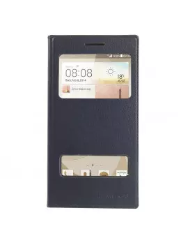 Cover Flip a Portafoglio S-View Ecopelle Huawei Ascend G6 3G Blu
