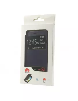 Cover Flip a Portafoglio S-View Ecopelle Huawei Ascend G6 3G Blu