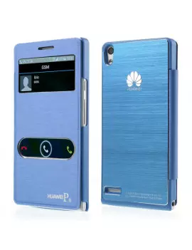 Cover Flip a Portafoglio S-View per Huawei Ascend P6 (Blu Chiaro)
