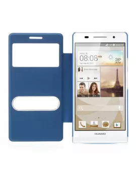 Cover Flip a Portafoglio S-View per Huawei Ascend P6 (Blu Chiaro)
