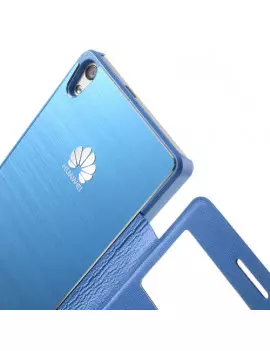 Cover Flip a Portafoglio S-View per Huawei Ascend P6 (Blu Chiaro)