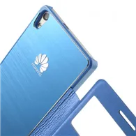 Cover Flip a Portafoglio S-View per Huawei Ascend P6 (Blu Chiaro)