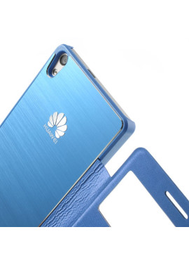 Cover Flip a Portafoglio S-View per Huawei Ascend P6 (Blu Chiaro)