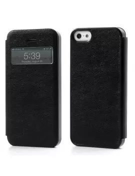 Cover Flip a Portafoglio S-View Ecopelle iPhone 5 5S Nero