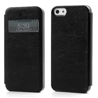 Cover Flip a Portafoglio S-View in Ecopelle per iPhone 5 5S (Nero)