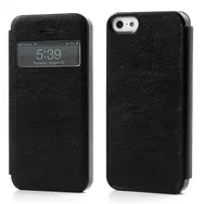 Cover Flip a Portafoglio S-View in Ecopelle per iPhone 5 5S (Nero)