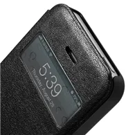 Cover Flip a Portafoglio S-View in Ecopelle per iPhone 5 5S (Nero)