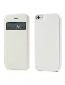 Cover Flip a Portafoglio S-View Ecopelle iPhone 5 5S Bianco