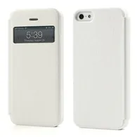 Cover Flip a Portafoglio S-View in Ecopelle per iPhone 5 5S (Bianco)