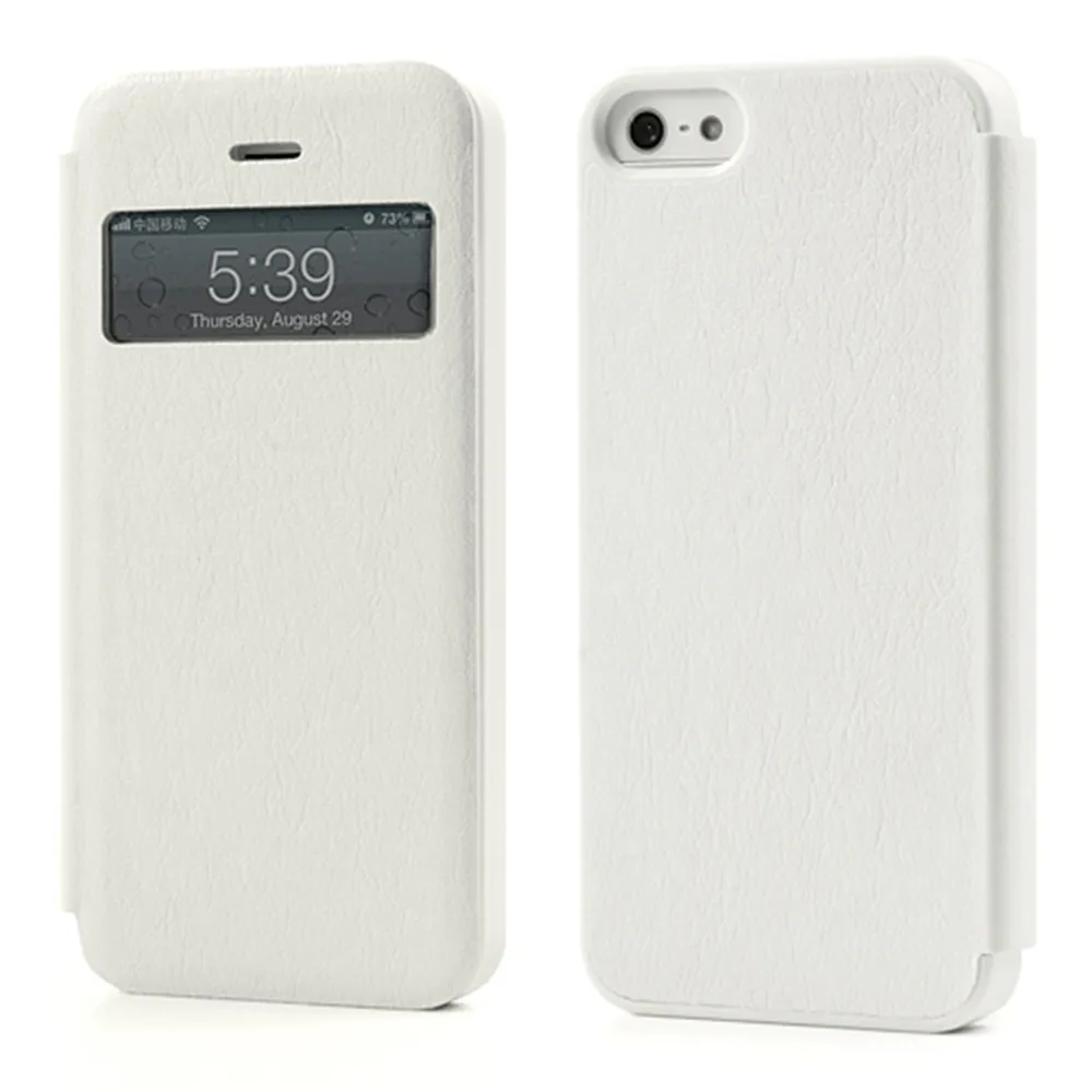 Cover Flip a Portafoglio S-View in Ecopelle per iPhone 5 5S (Bianco)
