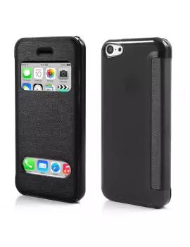 Cover Flip a Portafoglio S-View Ecopelle iPhone 5C Nero