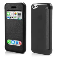 Cover Flip a Portafoglio S-View in Ecopelle per iPhone 5C (Nero)