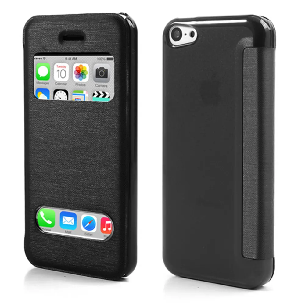 Cover Flip a Portafoglio S-View in Ecopelle per iPhone 5C (Nero) Cover Flip a Portafoglio S-View in Ecopelle per iPhone 5C (Nero)