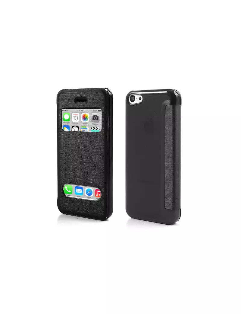 Cover Flip a Portafoglio S-View Ecopelle iPhone 5C Nero