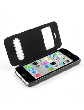 Cover Flip a Portafoglio S-View Ecopelle iPhone 5C Nero
