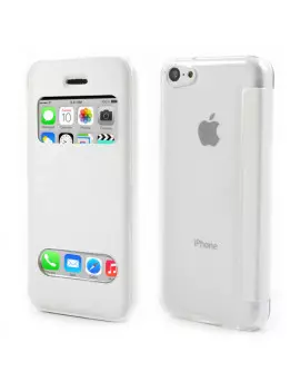 Cover Flip a Portafoglio S-View Ecopelle iPhone 5C Bianco