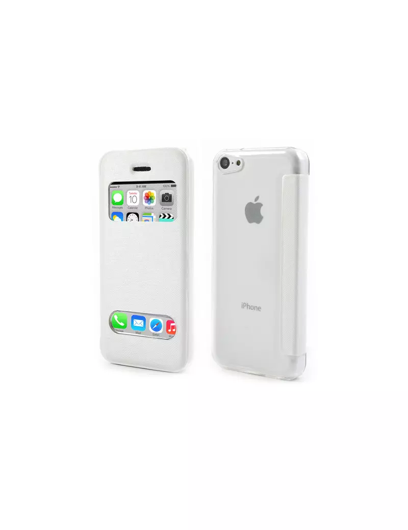Cover Flip a Portafoglio S-View Ecopelle iPhone 5C Bianco