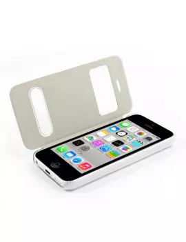 Cover Flip a Portafoglio S-View Ecopelle iPhone 5C Bianco