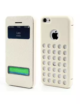 Cover Flip a Portafoglio S-View Fori iPhone 5C Bianco