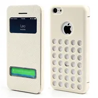 Cover Flip a Portafoglio S-View con Fori per iPhone 5C (Bianco)