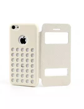 Cover Flip a Portafoglio S-View Fori iPhone 5C Bianco