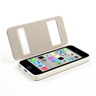 Cover Flip a Portafoglio S-View con Fori per iPhone 5C (Bianco)