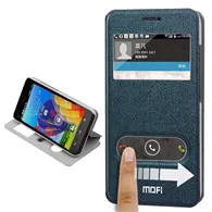 Cover Flip a Portafoglio S-View in Ecopelle per Huawei Ascend G620 (Blu)