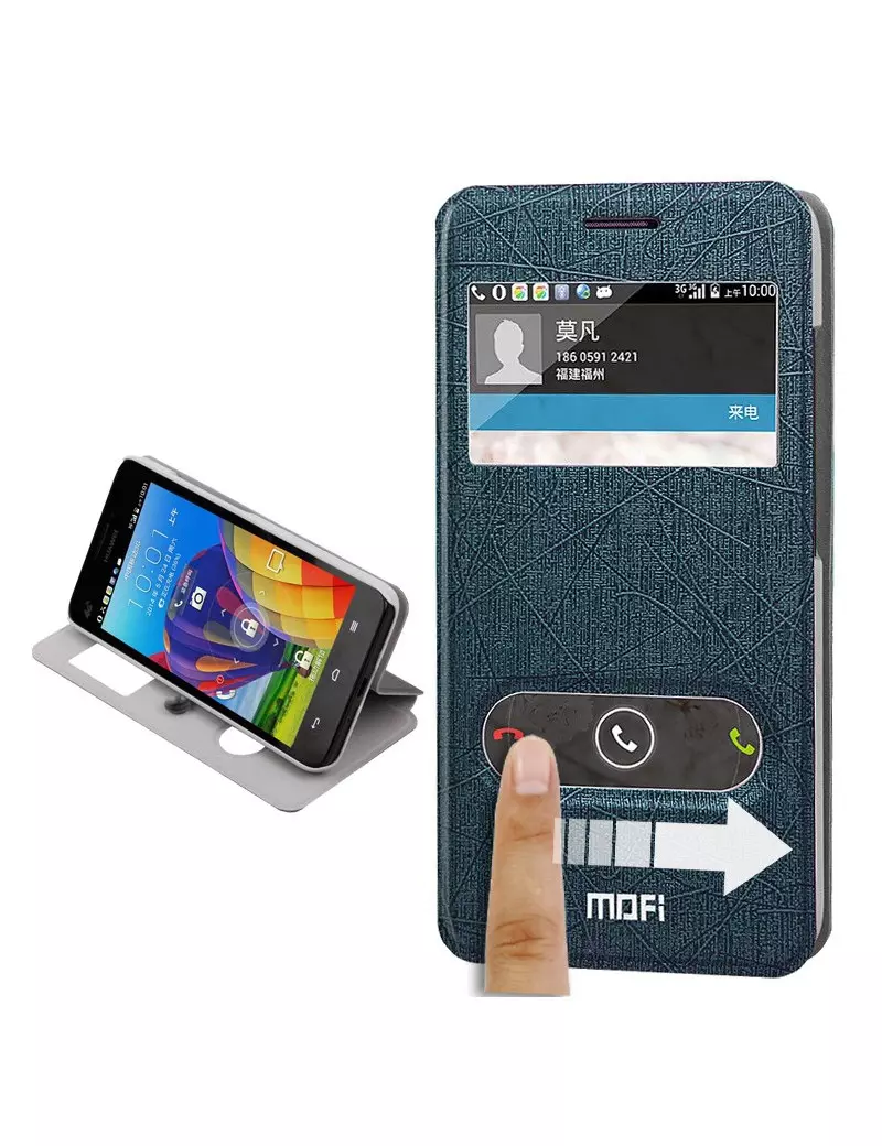 Cover Flip a Portafoglio S-View Ecopelle Huawei Ascend G620 Blu 5712579232069
