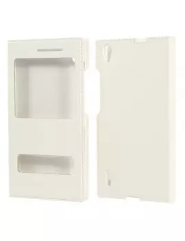 Cover Flip a Portafoglio S-View in Ecopelle per Huawei Ascend P7 (Bianco)