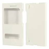 Cover Flip a Portafoglio S-View in Ecopelle per Huawei Ascend P7 (Bianco)