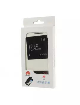 Cover Flip a Portafoglio S-View in Ecopelle per Huawei Ascend P7 (Bianco)