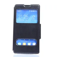 Cover Flip a Portafoglio S-View in Ecopelle per Huawei Ascend G740 (Nero)