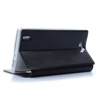 Cover Flip a Portafoglio S-View in Ecopelle per Huawei Ascend G740 (Nero)