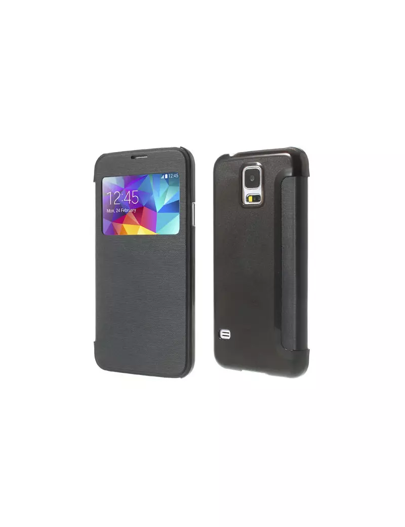 Cover Flip a Portafoglio S-View per Samsung Galaxy S5 G900 Nero