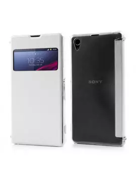 Cover Flip a Portafoglio S-View in Ecopelle per Sony Xperia Z1 (Bianco)