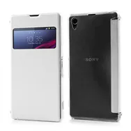 Cover Flip a Portafoglio S-View in Ecopelle per Sony Xperia Z1 (Bianco)