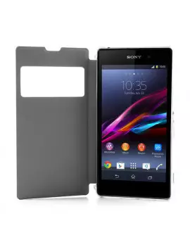 Cover Flip a Portafoglio S-View in Ecopelle per Sony Xperia Z1 (Bianco)