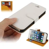 Cover Flip a Portafoglio in Ecopelle Carta di Credito per iPhone 5 5S (Bianco)