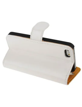 Cover Flip a Portafoglio in Ecopelle Carta di Credito per iPhone 5 5S (Bianco)