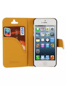Cover Flip a Portafoglio in Ecopelle Carta Credito per iPhone 5 5S Bianco 6922129053184
