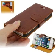 Cover Flip a Portafoglio in Ecopelle Carta di Credito per iPhone 5 5S (Marrone)