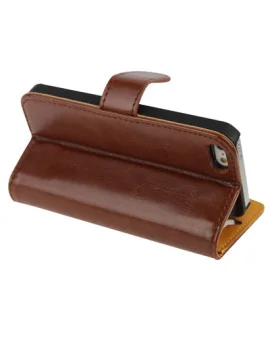 Cover Flip a Portafoglio in Ecopelle Carta di Credito per iPhone 5 5S (Marrone)