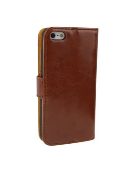 Cover Flip a Portafoglio in Ecopelle Carta di Credito per iPhone 5 5S (Marrone)