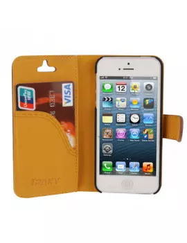 Cover Flip a Portafoglio in Ecopelle Carta Credito per iPhone 5 5S Marrone 6922112157738